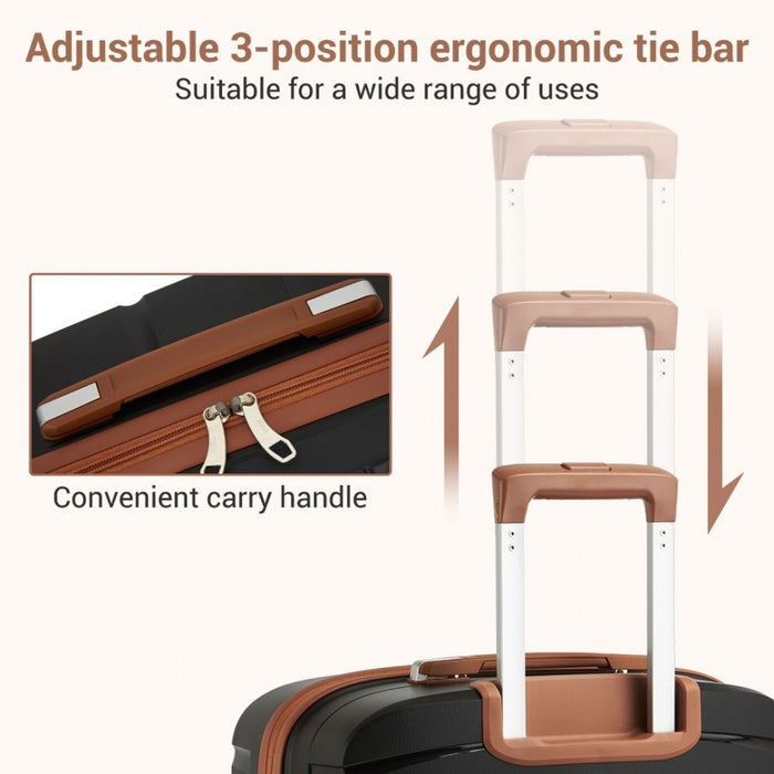 PP Modern Scratch-Resistant Cabin Suitcase with Brown Accents – 20-Inch – Black and Brown
