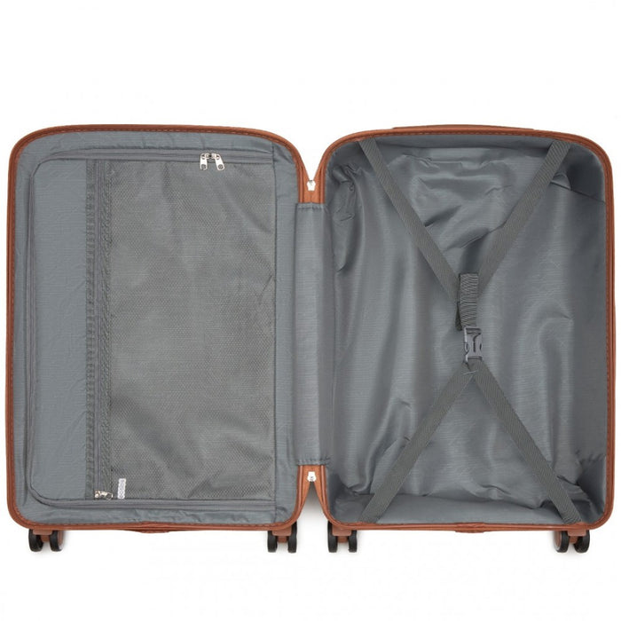 PP Modern Scratch-Resistant Medium Suitcase with Brown Accents – 24-Inch – Black and Brown