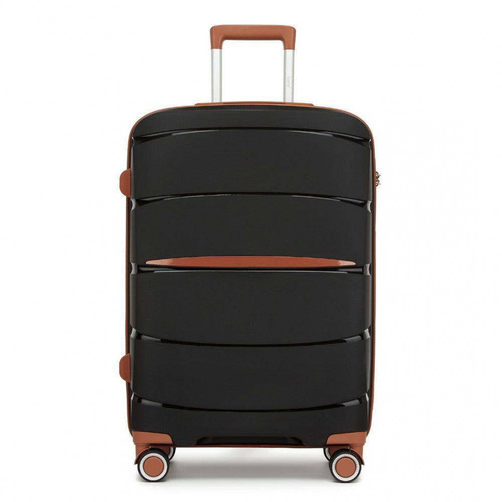 PP Modern Scratch-Resistant Medium Suitcase with Brown Accents – 24-Inch – Black and Brown
