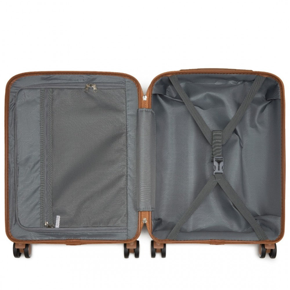 PP Modern Scratch-Resistant Cabin Suitcase with Brown Accents – 20-Inch – Cream and Brown