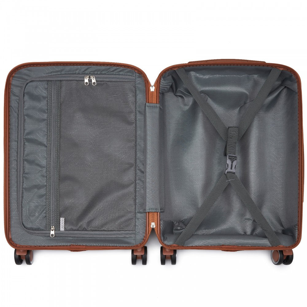 PP Modern Scratch-Resistant Cabin Suitcase with Brown Accents – 20-Inch – Green and Brown