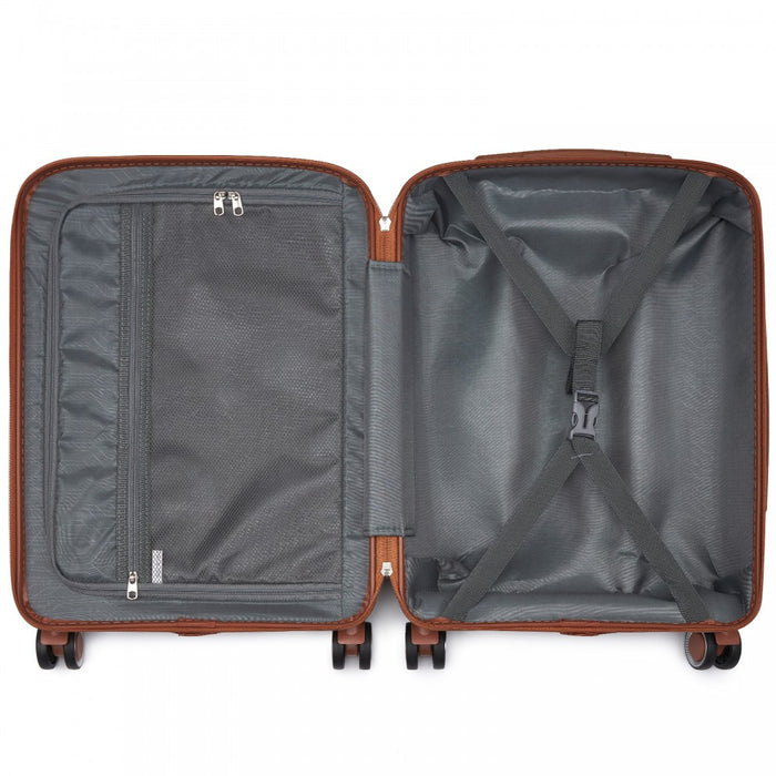 PP Modern Scratch-Resistant Cabin Suitcase with Brown Accents – 20-Inch – Green and Brown
