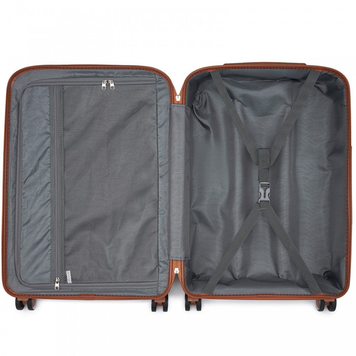 PP Modern Scratch-Resistant Medium Suitcase with Brown Accents – 24-Inch – Green and Brown
