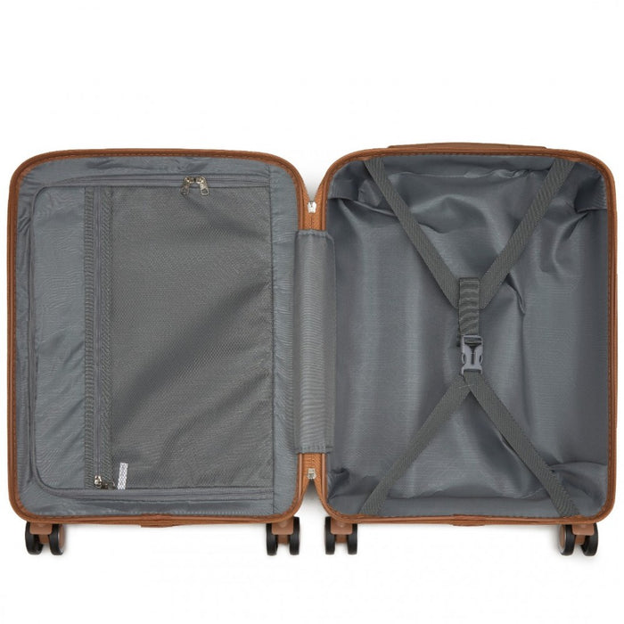 PP Modern Scratch-Resistant Cabin Suitcase with Brown Accents – 20-Inch – Navy and Brown