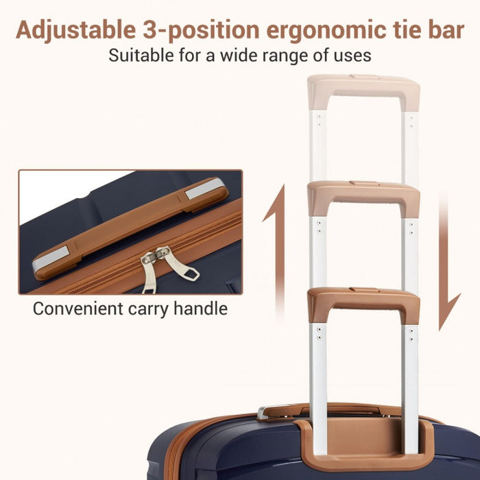 PP Modern Scratch-Resistant Cabin Suitcase with Brown Accents – 20-Inch – Navy and Brown