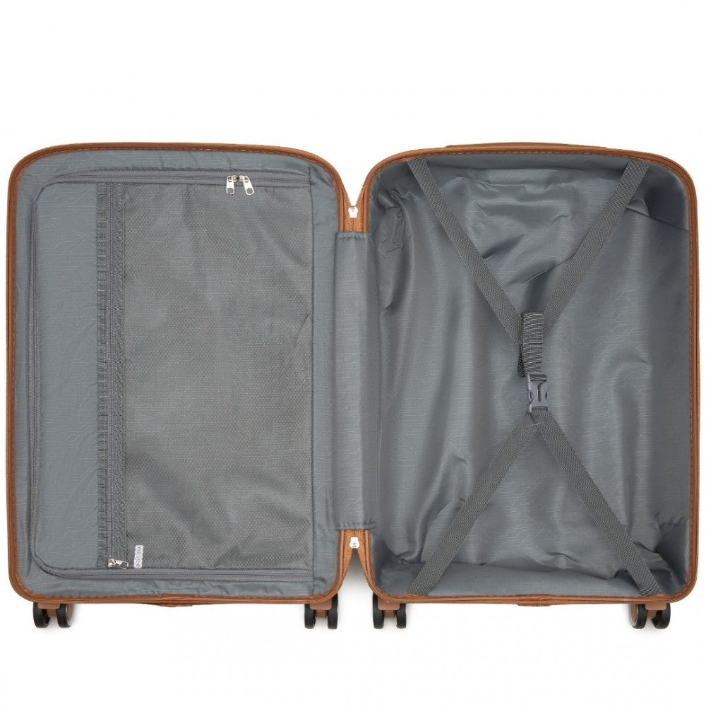 PP Modern Scratch-Resistant Medium Suitcase with Brown Accents – 24-Inch – Navy and Brown