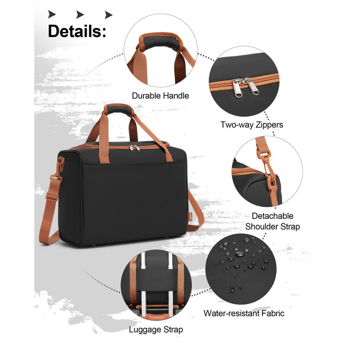 ABS+PC Cabin Suitcase with Travel Bag, Carry-On Luggage Set – 20-Inch – Black and Brown