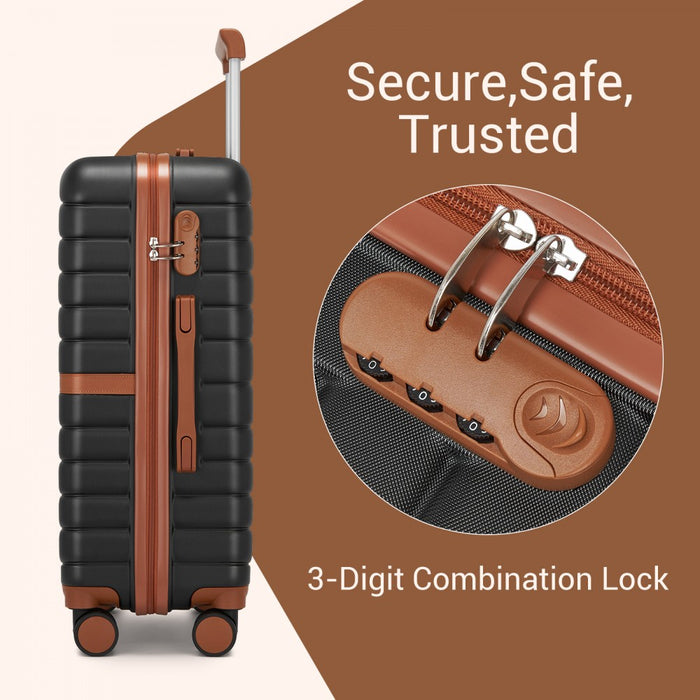 ABS+PC Cabin Suitcase with Travel Bag, Carry-On Luggage Set – 20-Inch – Black and Brown