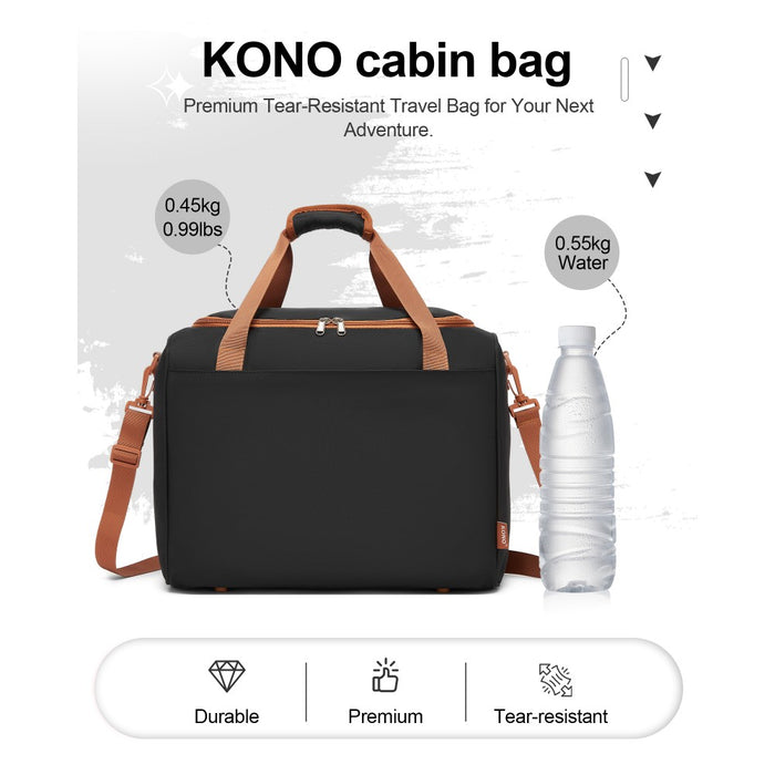 ABS+PC Cabin Suitcase with Travel Bag, Carry-On Luggage Set – 20-Inch – Black and Brown