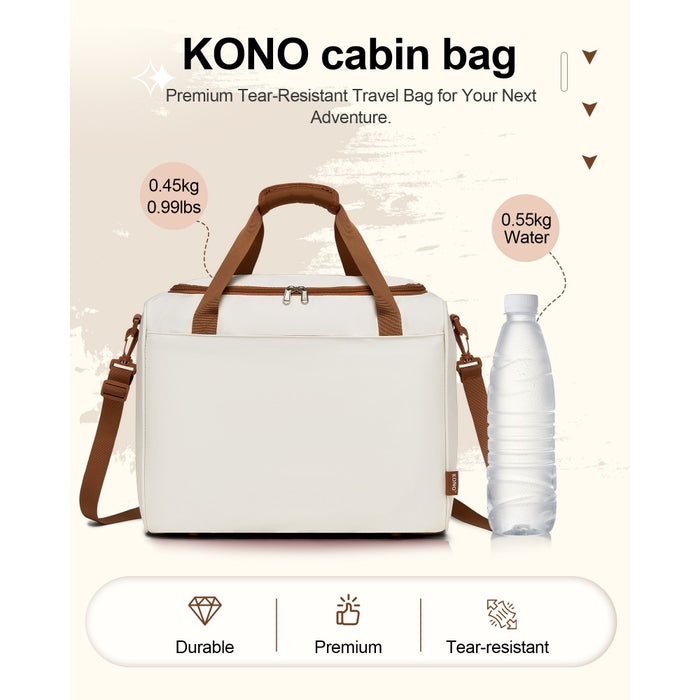 ABS+PC Cabin Suitcase with Travel Bag, Carry-On Luggage Set – 20-Inch – Cream and Brown