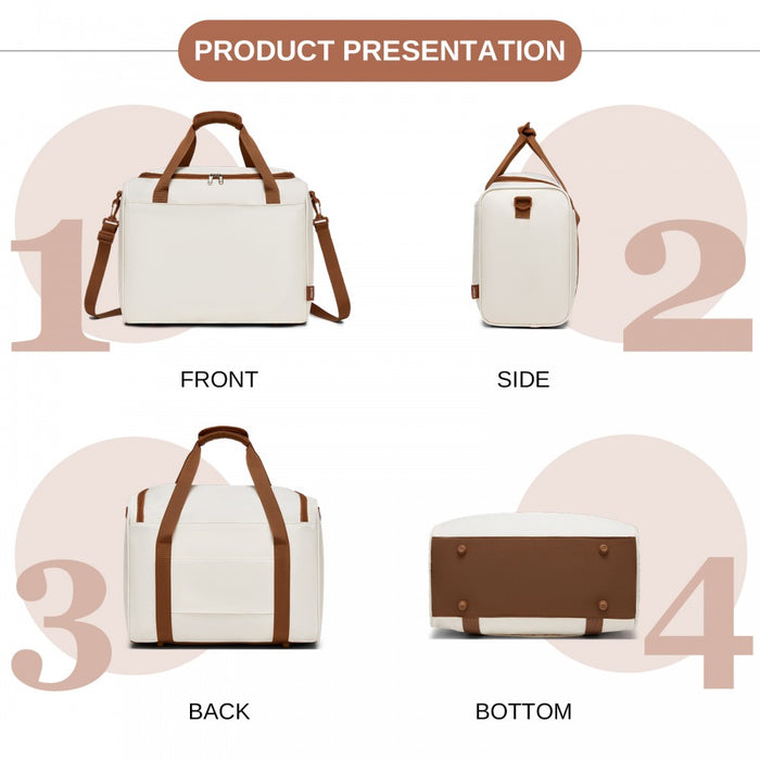 ABS+PC Cabin Suitcase with Travel Bag, Carry-On Luggage Set – 20-Inch – Cream and Brown