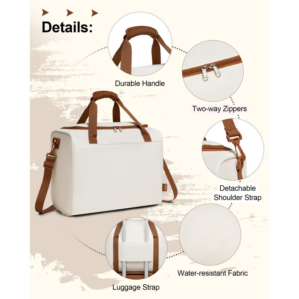 ABS+PC Cabin Suitcase with Travel Bag, Carry-On Luggage Set – 20-Inch – Cream and Brown