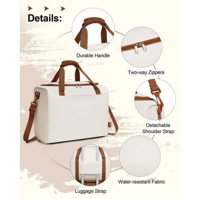 ABS+PC Cabin Suitcase with Travel Bag, Carry-On Luggage Set – 20-Inch – Cream and Brown