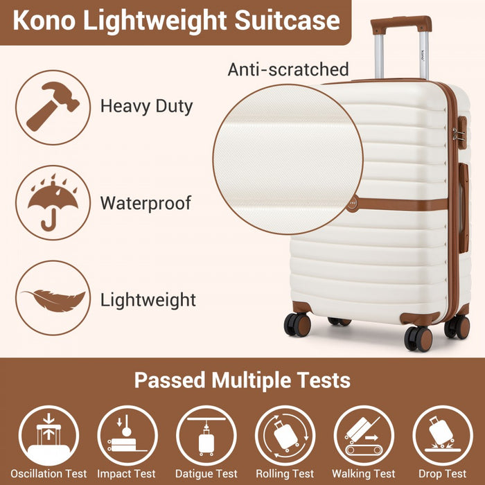 ABS+PC Cabin Suitcase with Travel Bag, Carry-On Luggage Set – 20-Inch – Cream and Brown