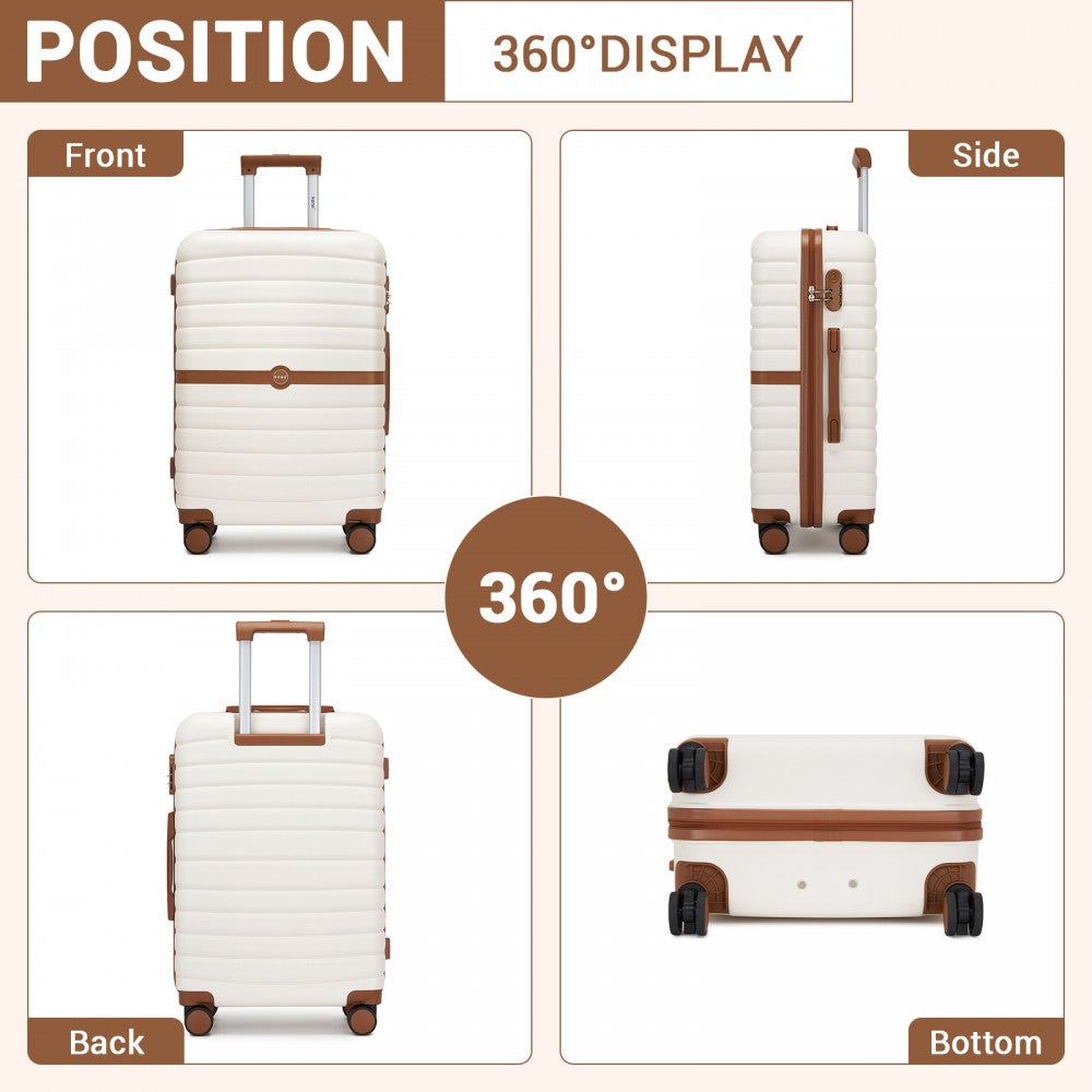 ABS+PC Cabin Suitcase with Travel Bag, Carry-On Luggage Set – 20-Inch – Cream and Brown