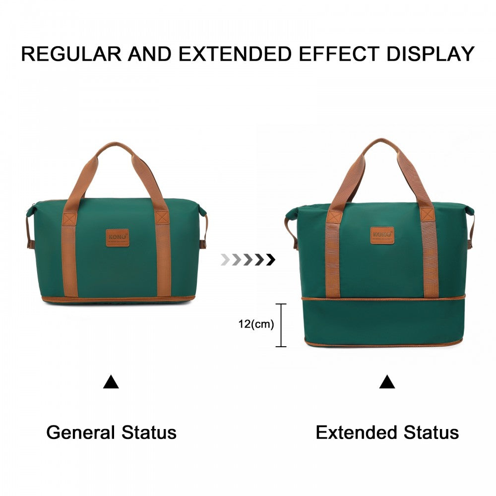 Large ABS+PC Hard Shell Suitcase Set with Travel Bag and Toiletry Pouch – 28-Inch – Dark Green and Brown