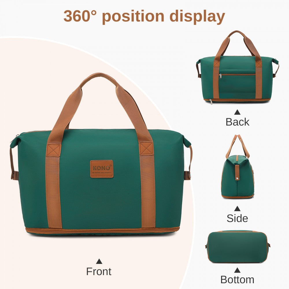 Large ABS+PC Hard Shell Suitcase Set with Travel Bag and Toiletry Pouch – 28-Inch – Dark Green and Brown