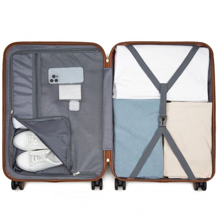 ABS+PC Striped Design with Colour-Block Details Medium Suitcase – 24-Inch – Green and Brown