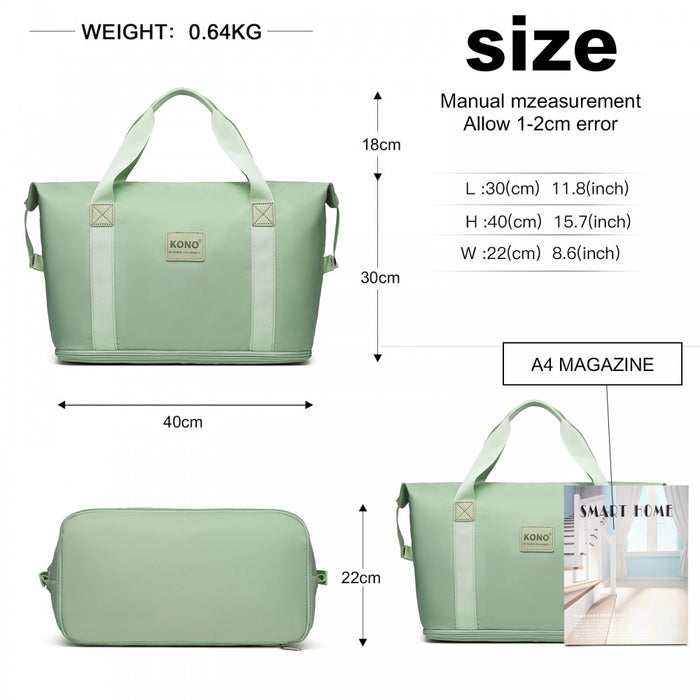 3-Piece ABS+PC Suitcase Set with Travel Bag and Toiletry Pouch – Green and Brown