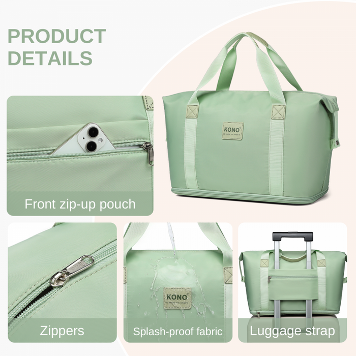 ABS+PC Hard Shell Cabin Suitcase Set with Travel Bag and Toiletry Pouch – 20-Inch – Green and Brown
