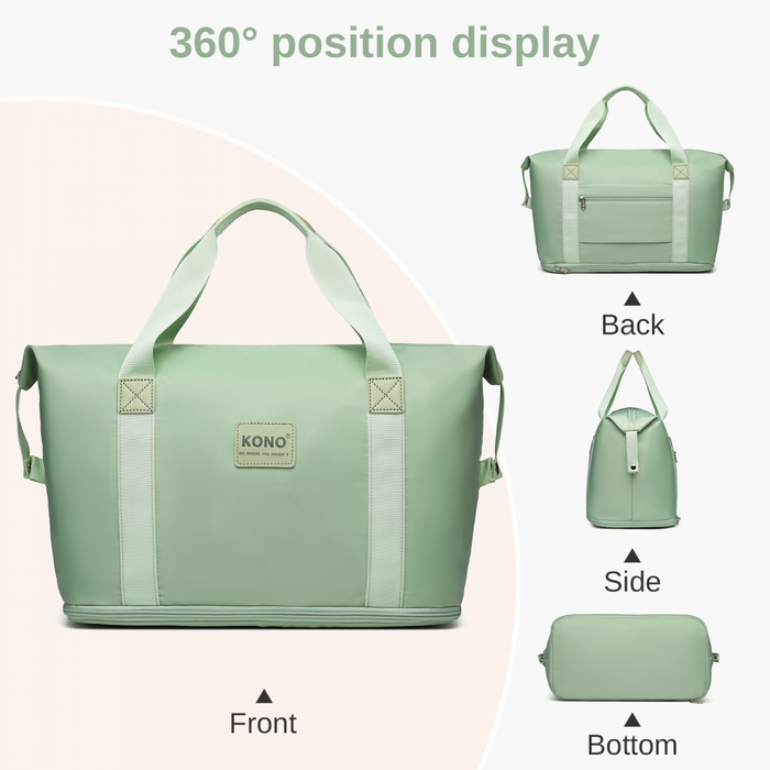ABS+PC Hard Shell Cabin Suitcase Set with Travel Bag and Toiletry Pouch – 20-Inch – Green and Brown