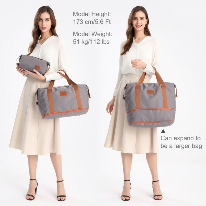 3-Piece ABS+PC Suitcase Set with Travel Bag and Toiletry Pouch – Grey and Brown