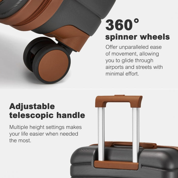 ABS+PC Striped Design with Colour-Block Details Large Checked Luggage – 28-Inch – Grey and Brown