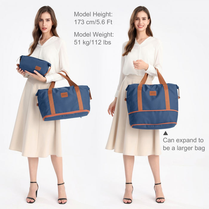 3-Piece ABS+PC Suitcase Set with Travel Bag and Toiletry Pouch – Navy and Brown