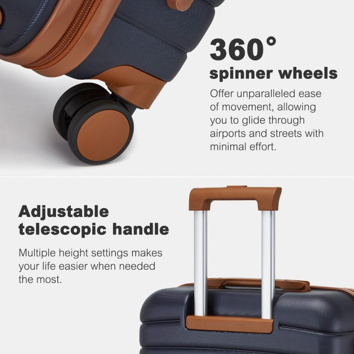 ABS+PC Striped Design with Colour-Block Details Medium Suitcase – 24-Inch – Navy and Brown