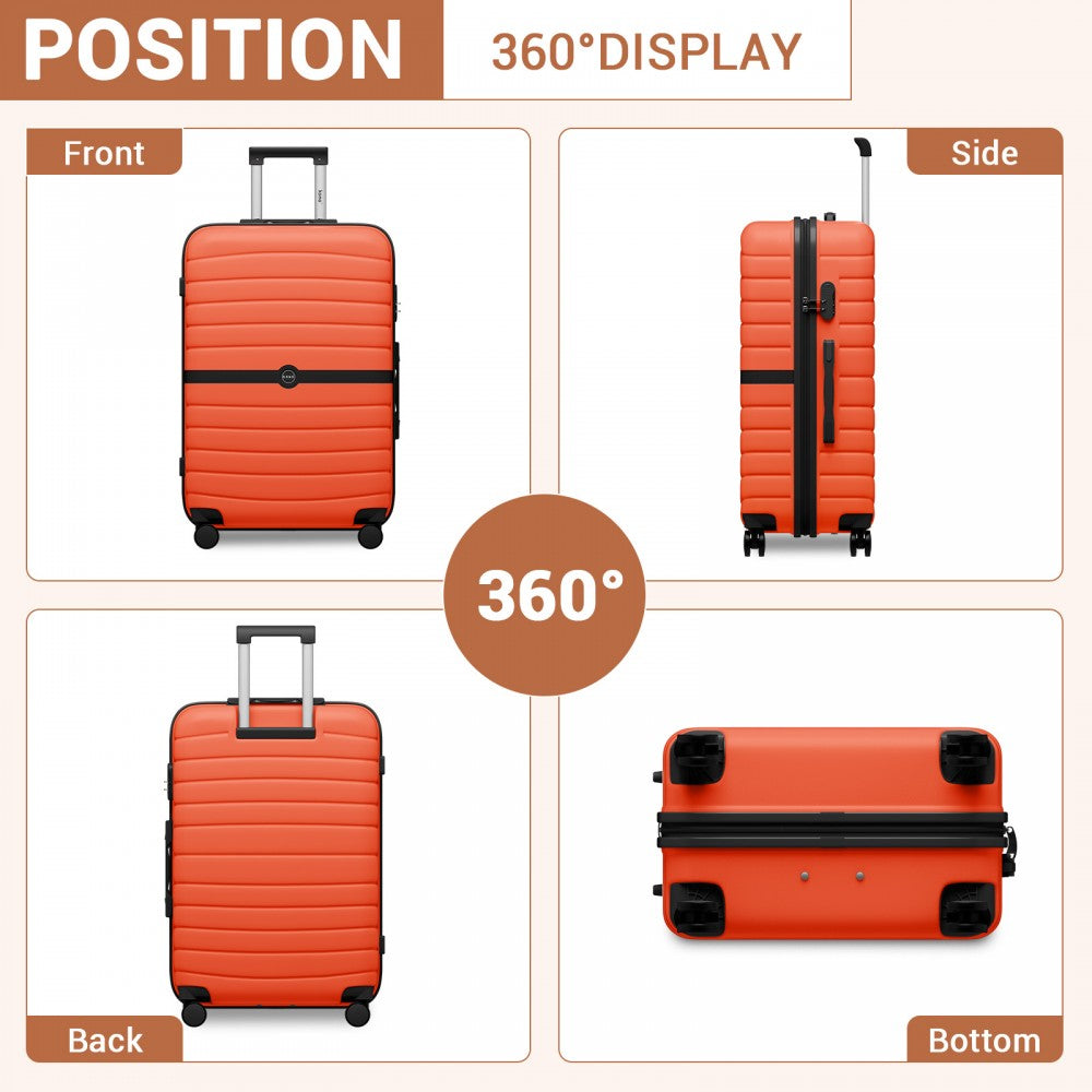 ABS+PC Striped Design with Colour-Block Details Carry-On Cabin Suitcase – 20-Inch – Orange and Black