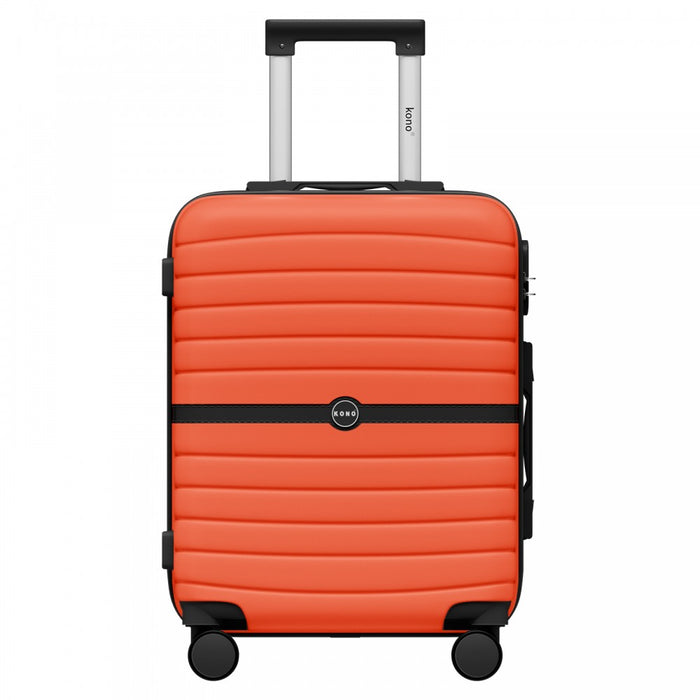 ABS+PC Striped Design with Colour-Block Details Carry-On Cabin Suitcase – 20-Inch – Orange and Black