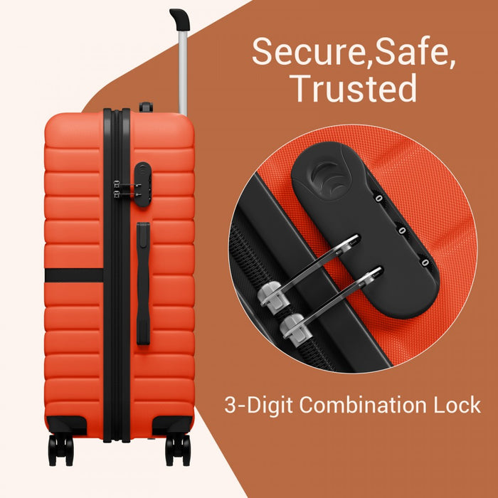 ABS+PC Striped Design with Colour-Block Details Carry-On Cabin Suitcase – 20-Inch – Orange and Black