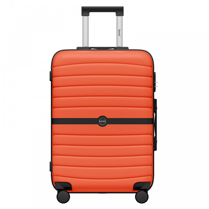 ABS+PC Striped Design with Colour-Block Details Medium Suitcase – 24-Inch – Orange and Black