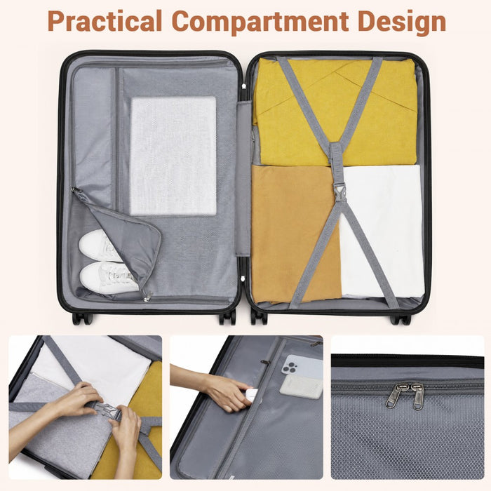 ABS+PC Striped Design with Colour-Block Details Medium Suitcase – 24-Inch – Orange and Black