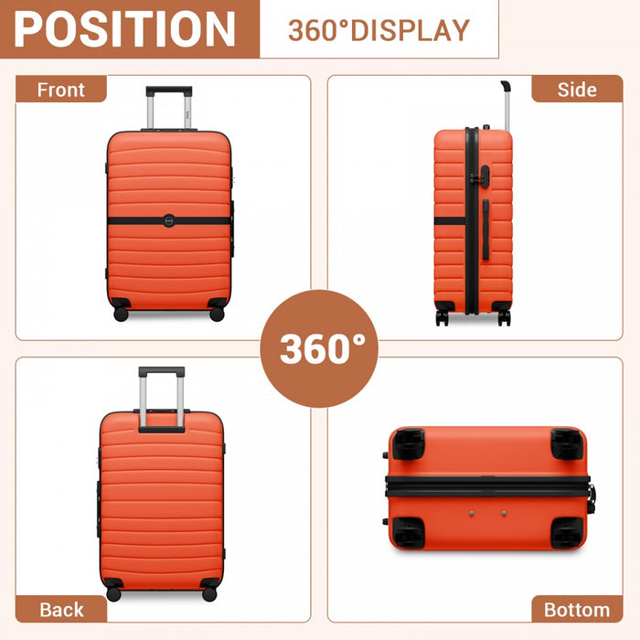 ABS+PC Striped Design with Colour-Block Details Large Checked Luggage – 28-Inch – Orange and Black