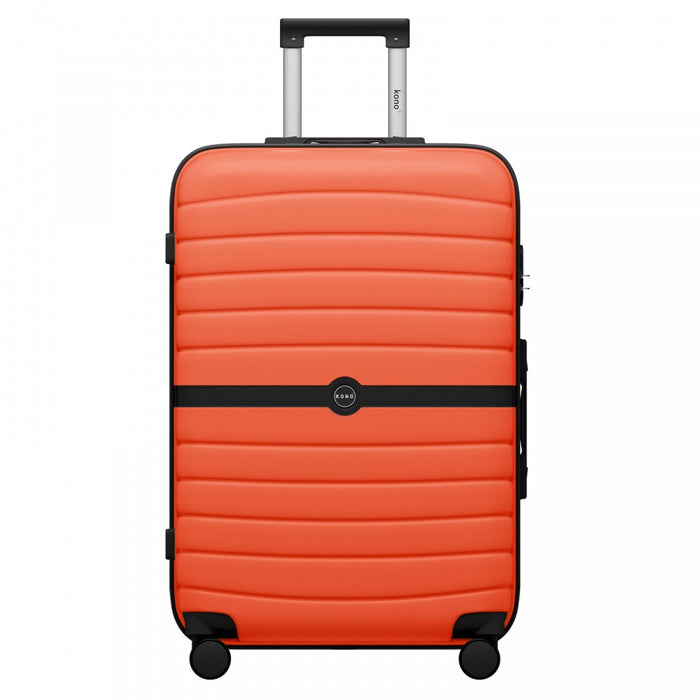 ABS+PC Striped Design with Colour-Block Details Large Checked Luggage – 28-Inch – Orange and Black