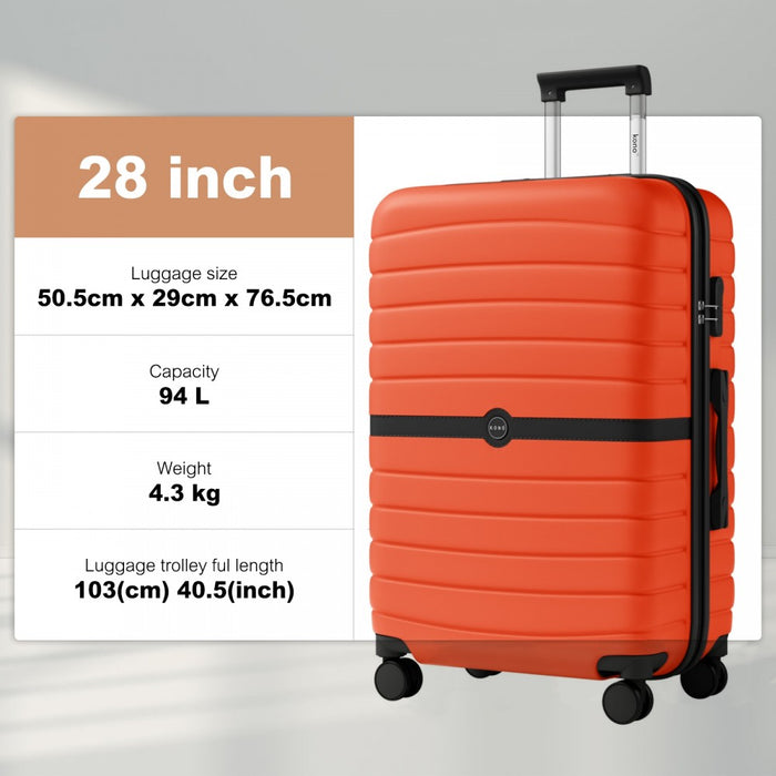 ABS+PC Striped Design with Colour-Block Details Large Checked Luggage – 28-Inch – Orange and Black
