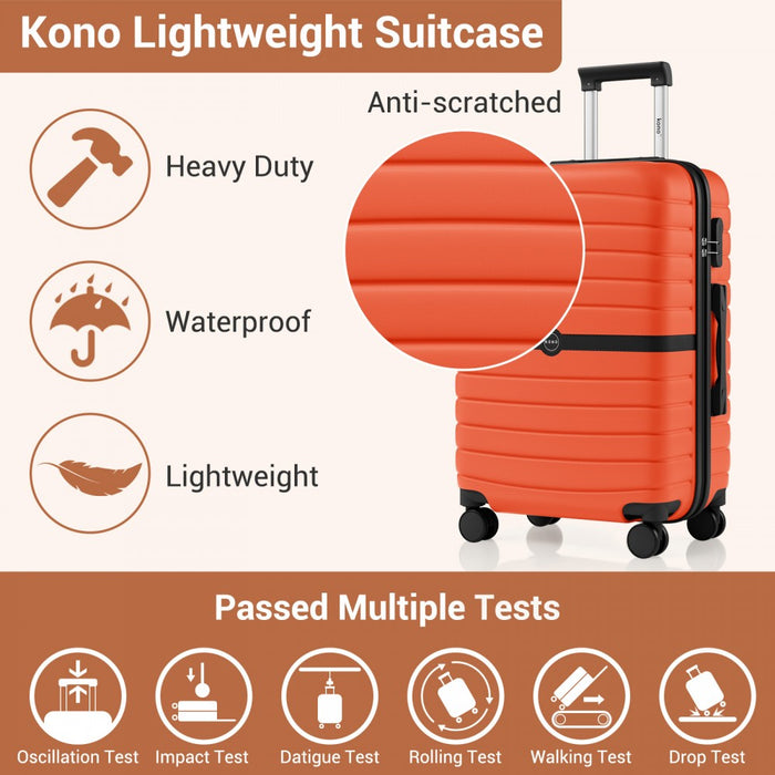 ABS+PC Striped Design with Colour-Block Details Large Checked Luggage – 28-Inch – Orange and Black