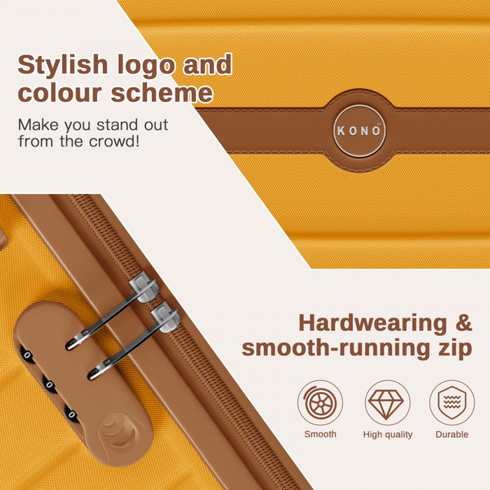 ABS+PC Striped Design with Colour-Block Details Large Checked Luggage – 28-Inch – Yellow and Brown