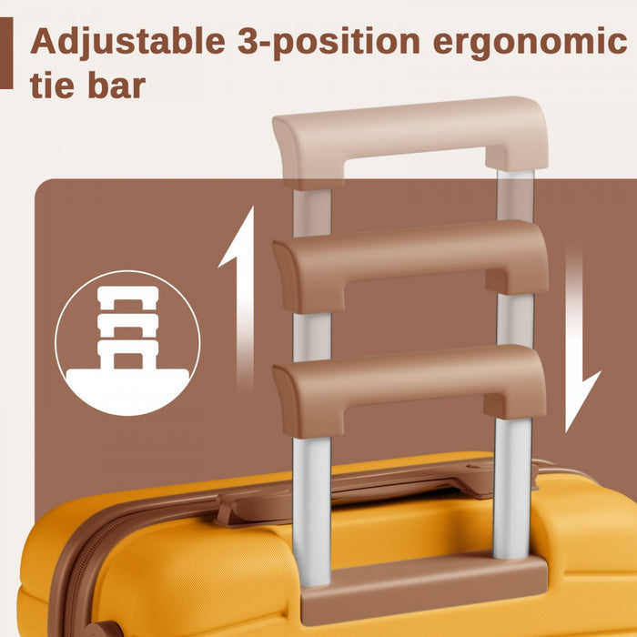 ABS+PC Striped Design with Colour-Block Details Medium Suitcase – 24-Inch – Yellow and Brown