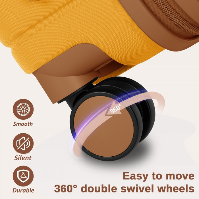 ABS+PC Striped Design with Colour-Block Details Large Checked Luggage – 28-Inch – Yellow and Brown