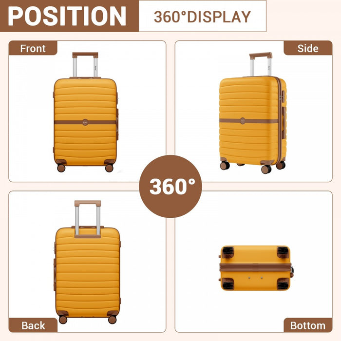ABS+PC Striped Design with Colour-Block Details Large Checked Luggage – 28-Inch – Yellow and Brown