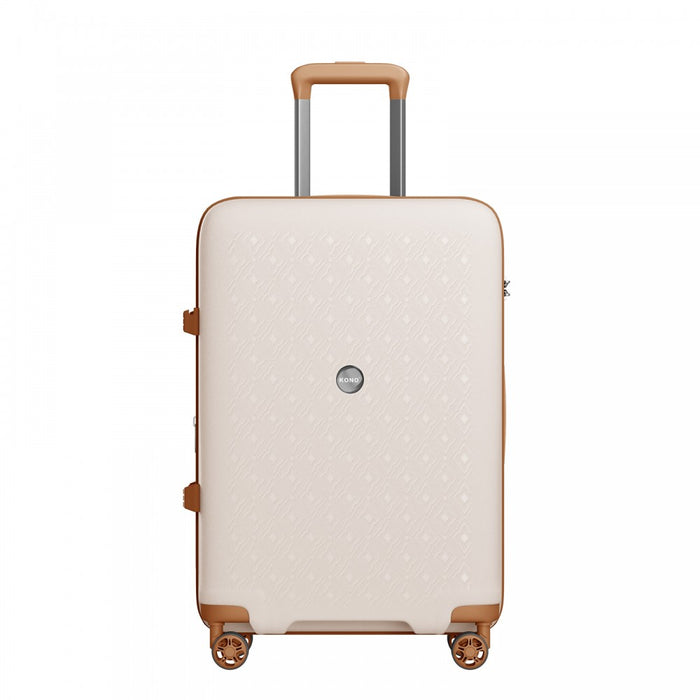 KSK2594 - Kono PP 20/24/28inch Hard Shell Expandable Luggage–Lightweight Suitcase with TSA Lock & Built-in Cup Holder - Beige and Brown