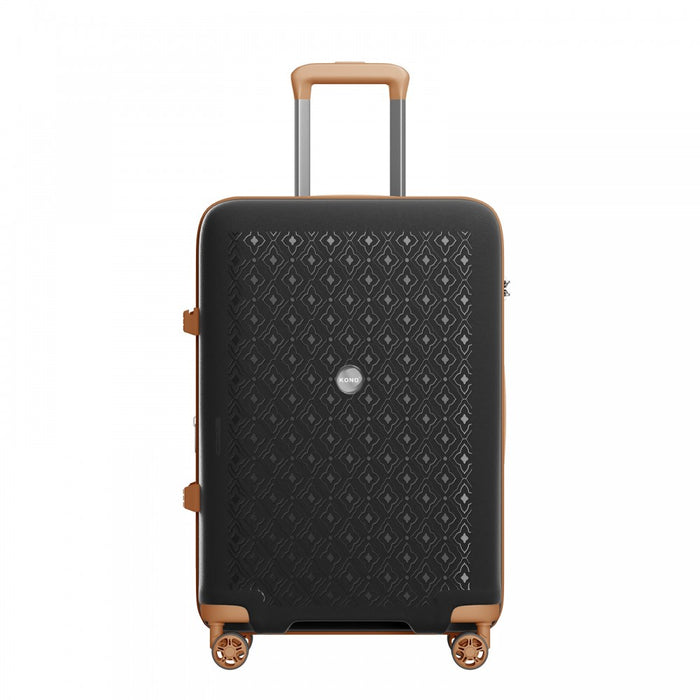 KSK2594 - Kono PP 20/24/28inch Hard Shell Expandable Luggage–Lightweight Suitcase with TSA Lock & Built-in Cup Holder - Black and Brown