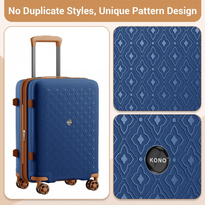 PP Hard Shell Expandable Luggage – 24-Inch – Lightweight Suitcase with TSA Lock and Built-In Cup Holder – Navy and Brown