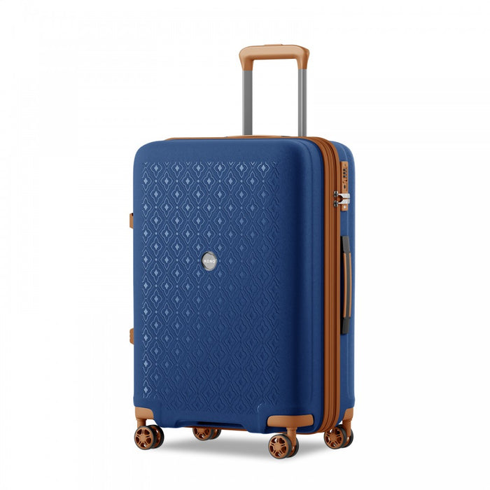 PP Hard Shell Expandable Luggage – 24-Inch – Lightweight Suitcase with TSA Lock and Built-In Cup Holder – Navy and Brown