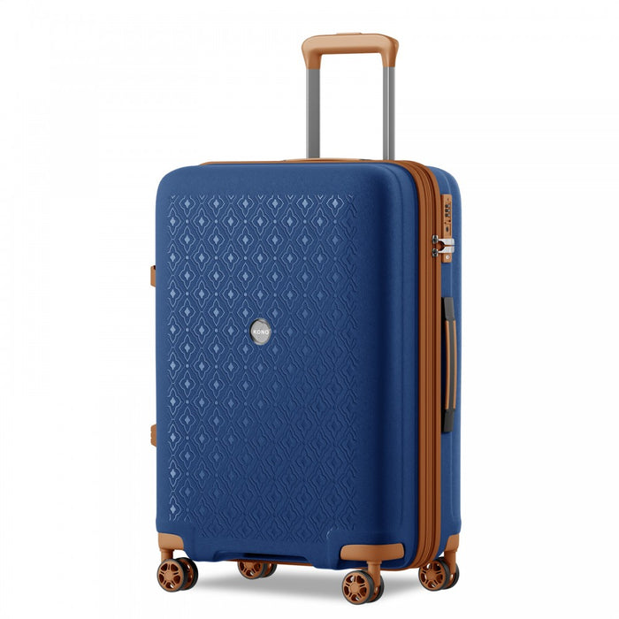 PP Hard Shell Expandable Luggage – 28-Inch – Lightweight Suitcase with TSA Lock and Built-In Cup Holder – Navy and Brown