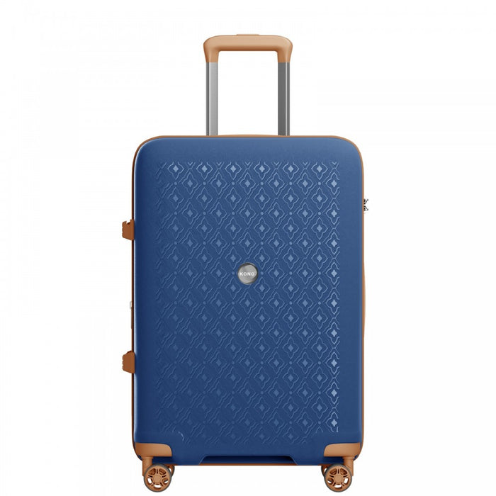 PP Hard Shell Expandable Luggage – 28-Inch – Lightweight Suitcase with TSA Lock and Built-In Cup Holder – Navy and Brown