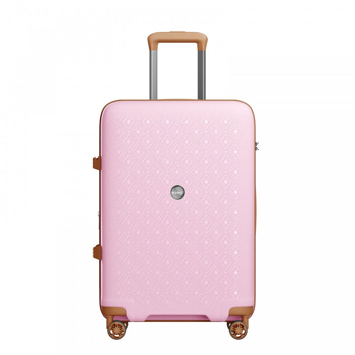 KSK2594 - Kono PP 20/24/28inch Hard Shell Expandable Luggage–Lightweight Suitcase with TSA Lock & Built-in Cup Holder - Pink and Brown