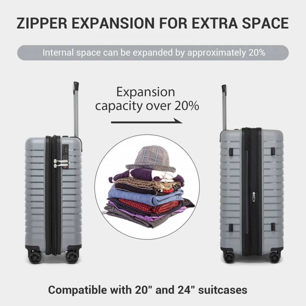 KSK2595 - Kono 20-Inch Hard Shell Scratch-Resistant PP Luggage with Cup Holder, TSA Lock & Expandable Design-Cabin Trolley For Travel - Grey